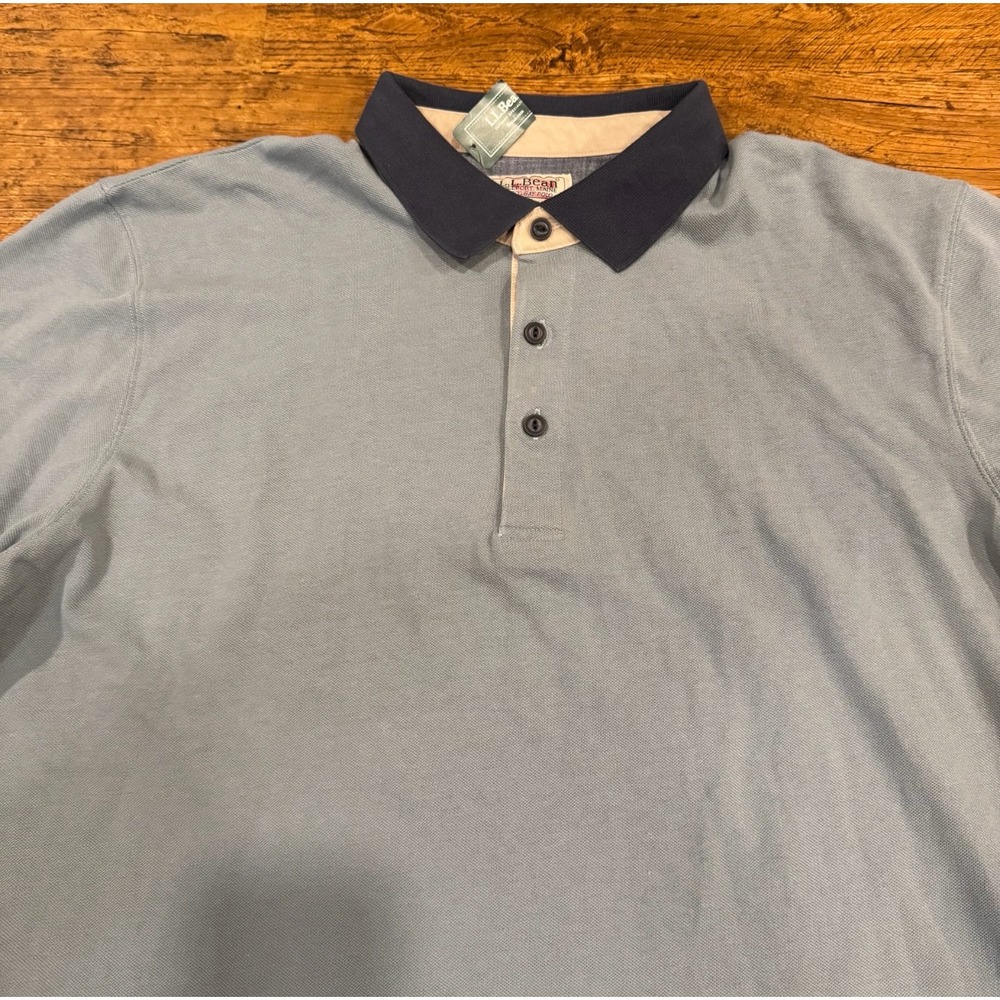 LL Bean Gray Casual Preppy Golf Cotton Short Sleeve Casco Bay Polo Shirt Men XL